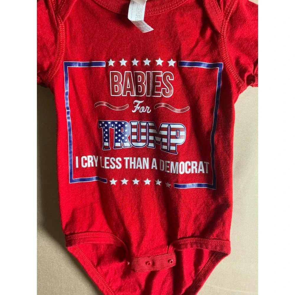 Babies For Trump I Cry Less Than‎ A Democrat Red Short Sleeve Bodysuit One Piece
